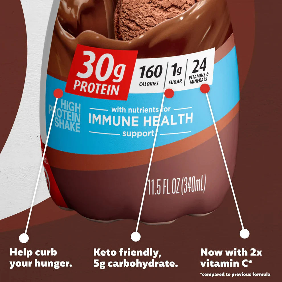 High Protein Shake, 30g Protein, 1g Sugar, 12 Pack